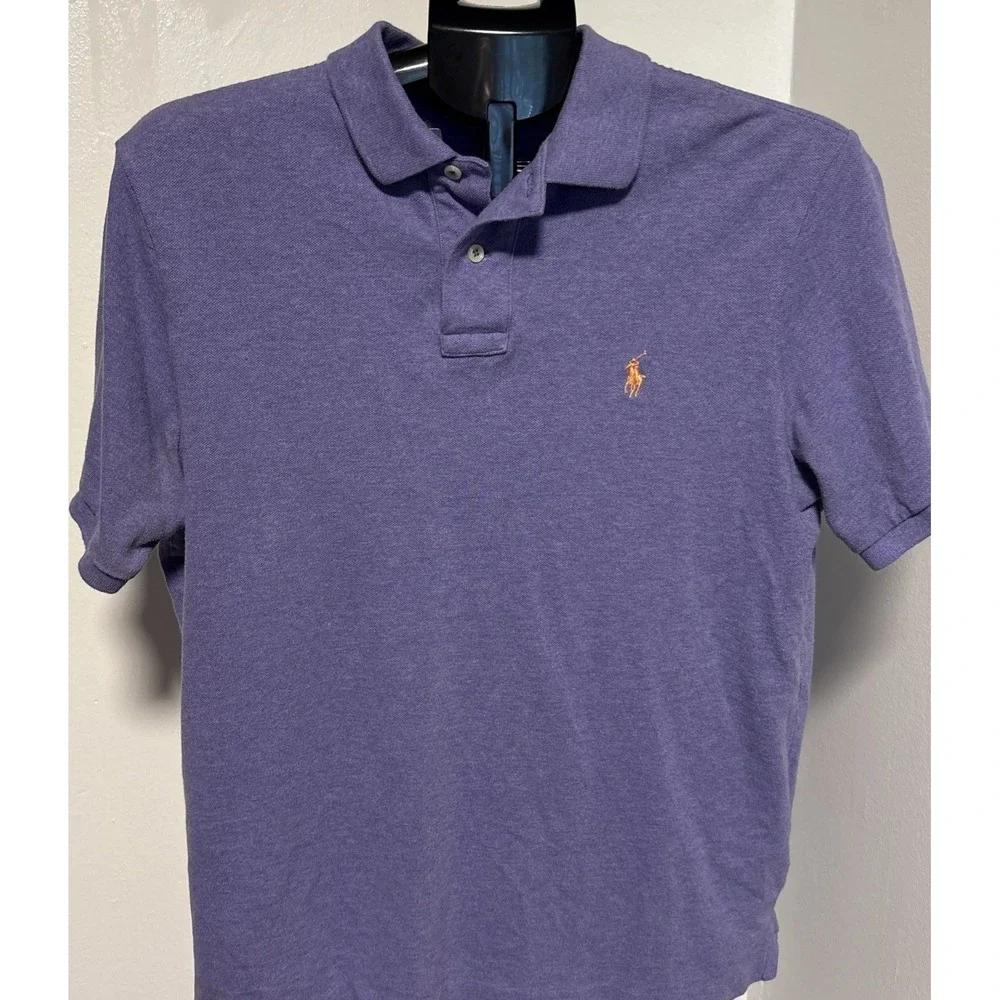 Polo Ralph Lauren Mens Purple Short Sleeve Cotton Pique Polo Shirt Size M Pony